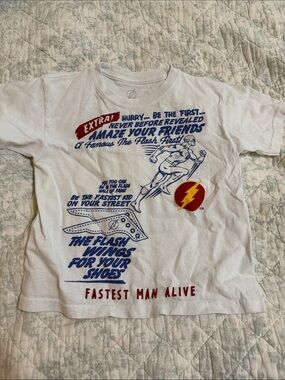 White Flash Graphic Kids Short Sleeve T‑Shirt with Red & Blue Accents